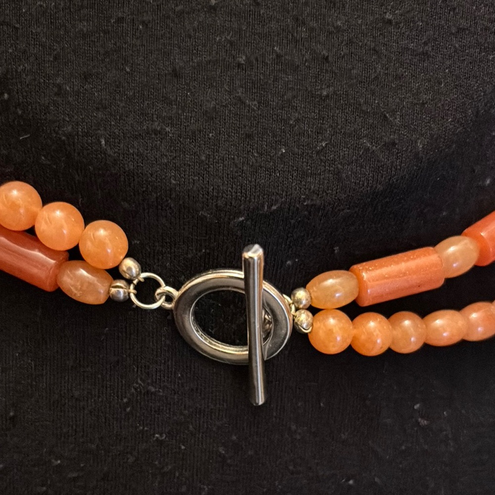 Chunky Orange and Silver Statement Necklace - Picture 4 of 4